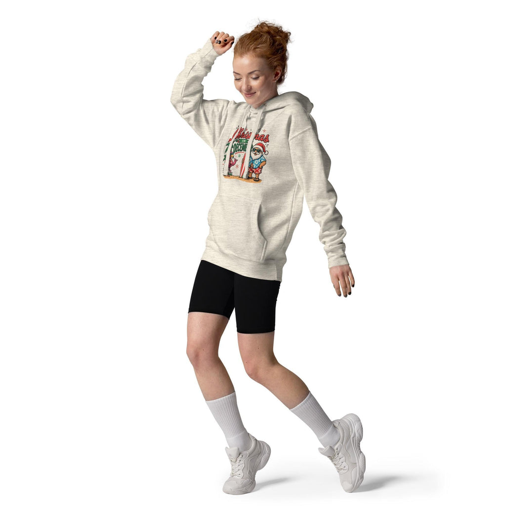 Christmas in December Santa surfer hoodie