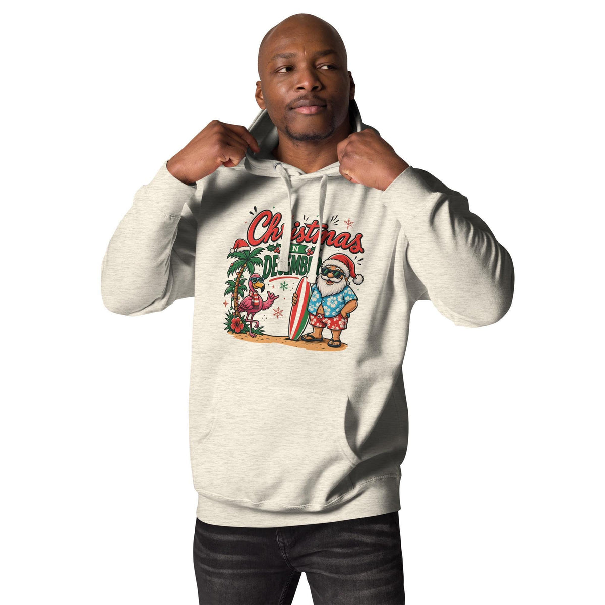 Christmas in December Santa surfer hoodie
