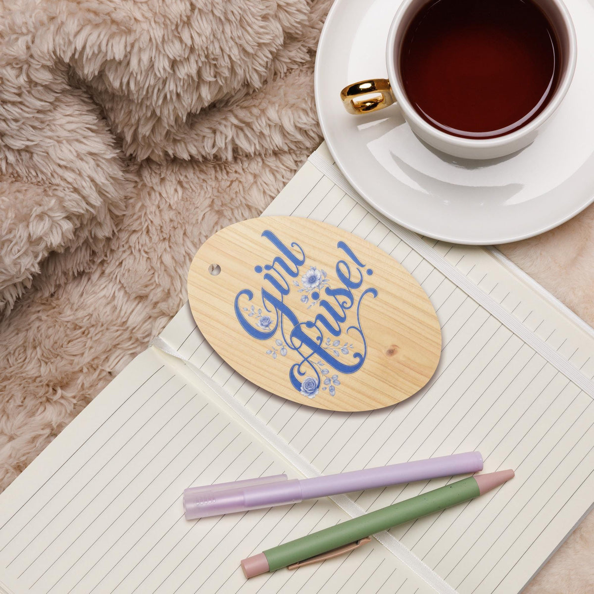 Girl Arise wooden magnet ornament