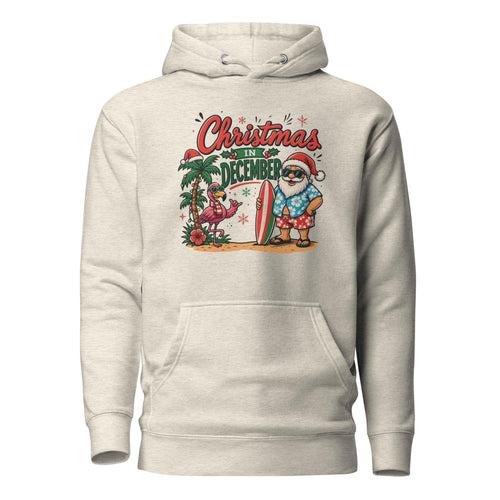 Christmas in December Santa surfer hoodie