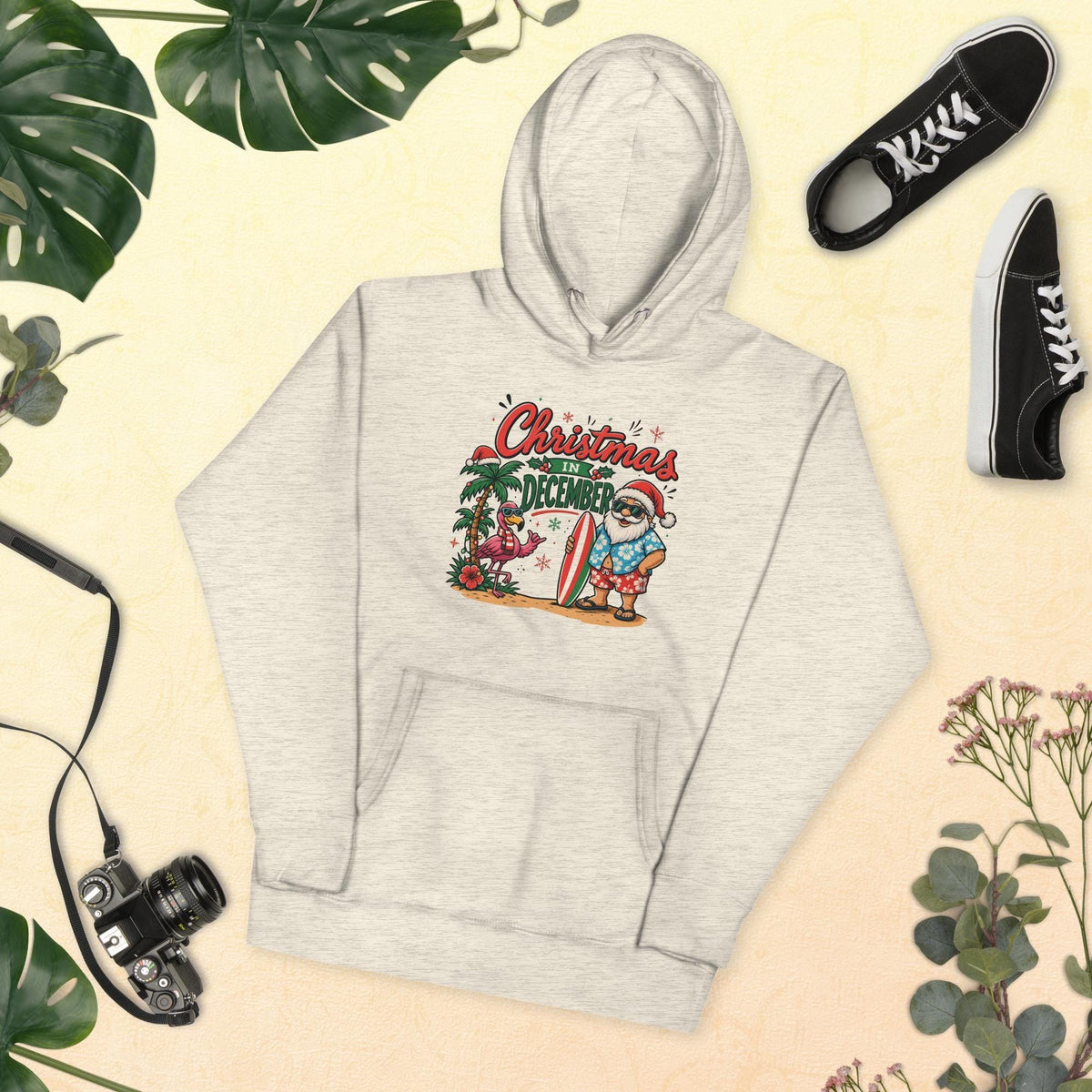 Christmas in December Santa surfer hoodie