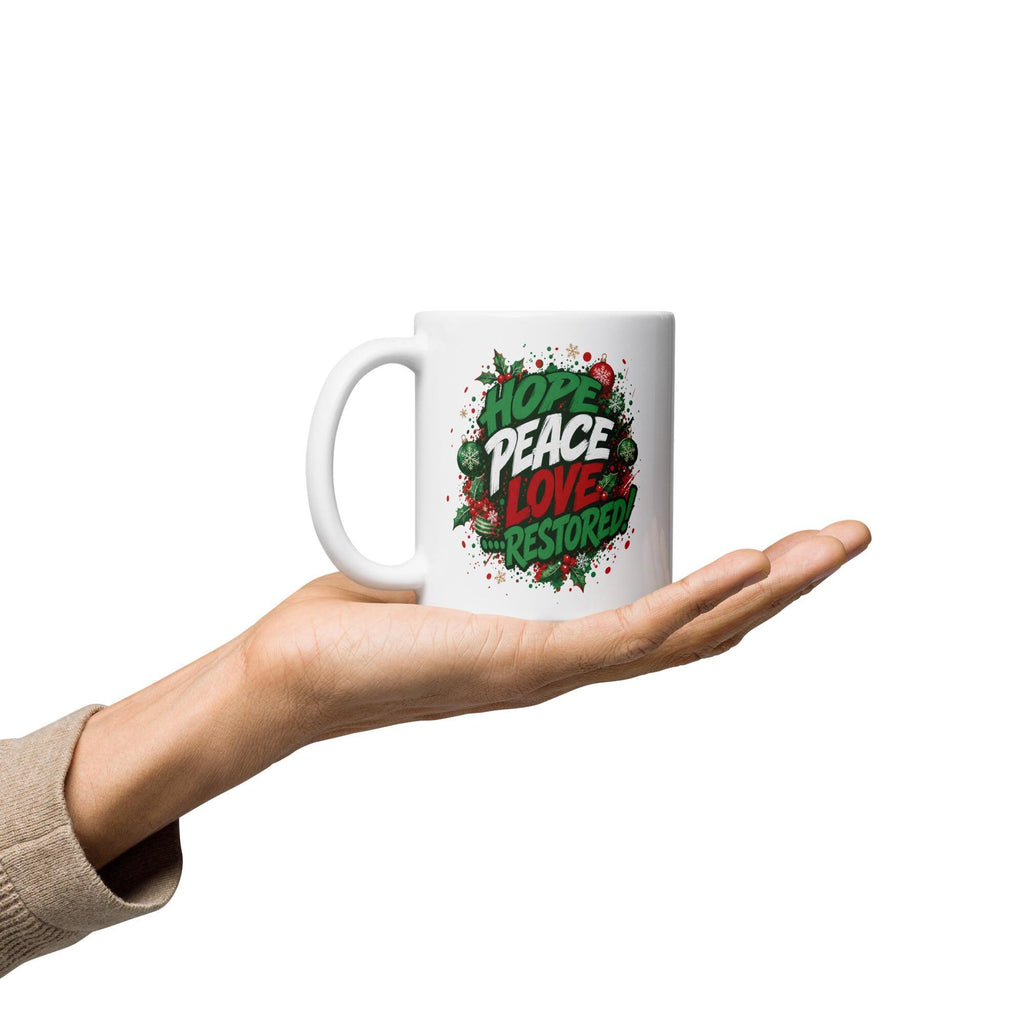 Peaces Love Restored ceramic coffee mug