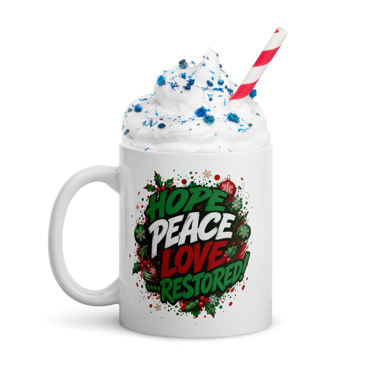 Peaces Love Restored ceramic coffee mug
