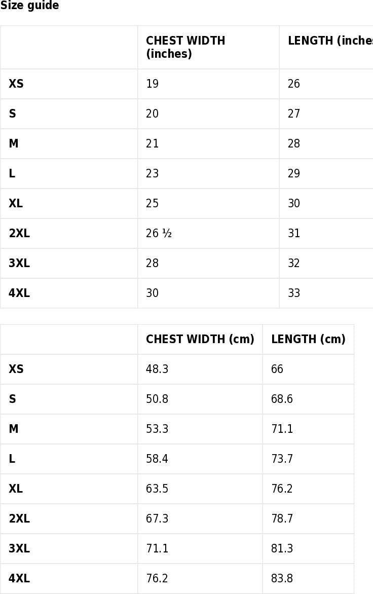 Jesus hoodie size chart