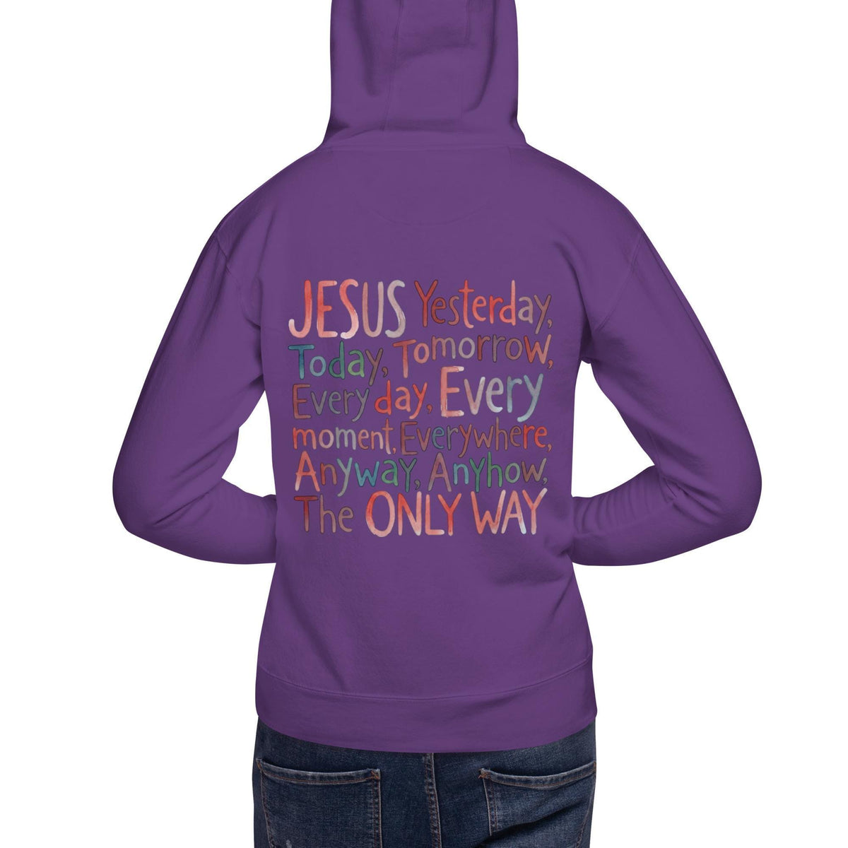 Jesus hoodie - Purple worn