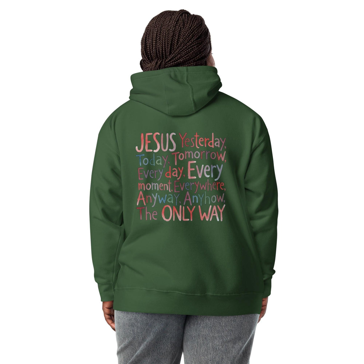 Jesus hoodie - Forest Green model