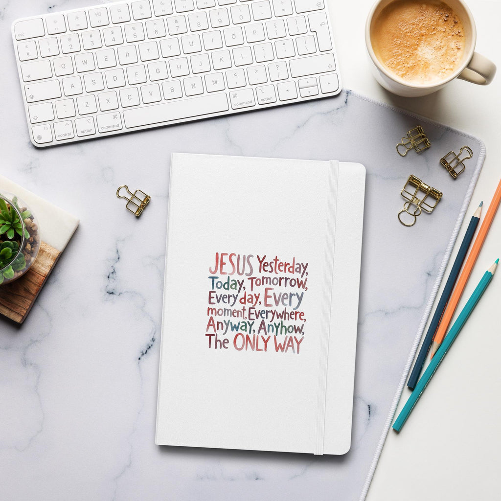 Jesus hardcover notebook - White on desk