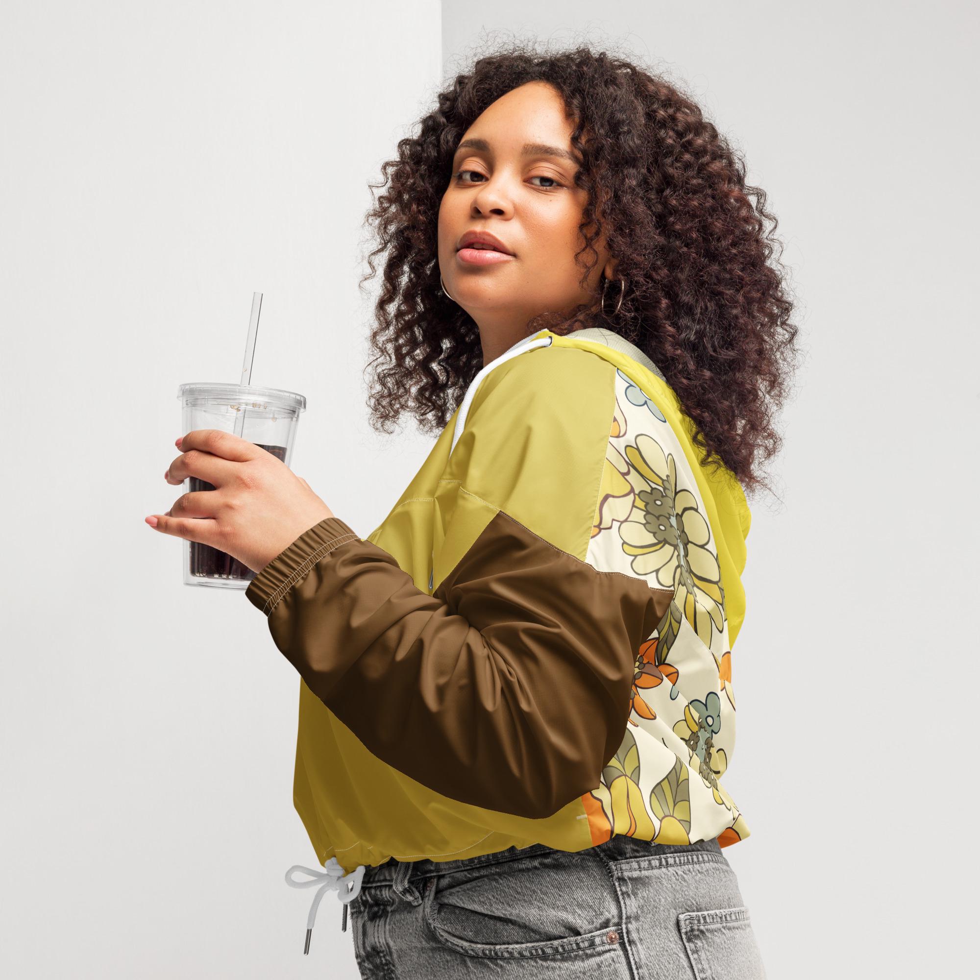 Women's cropped windbreaker with floral print