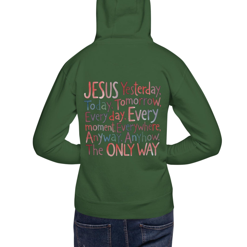 Jesus hoodie - Forest Green worn