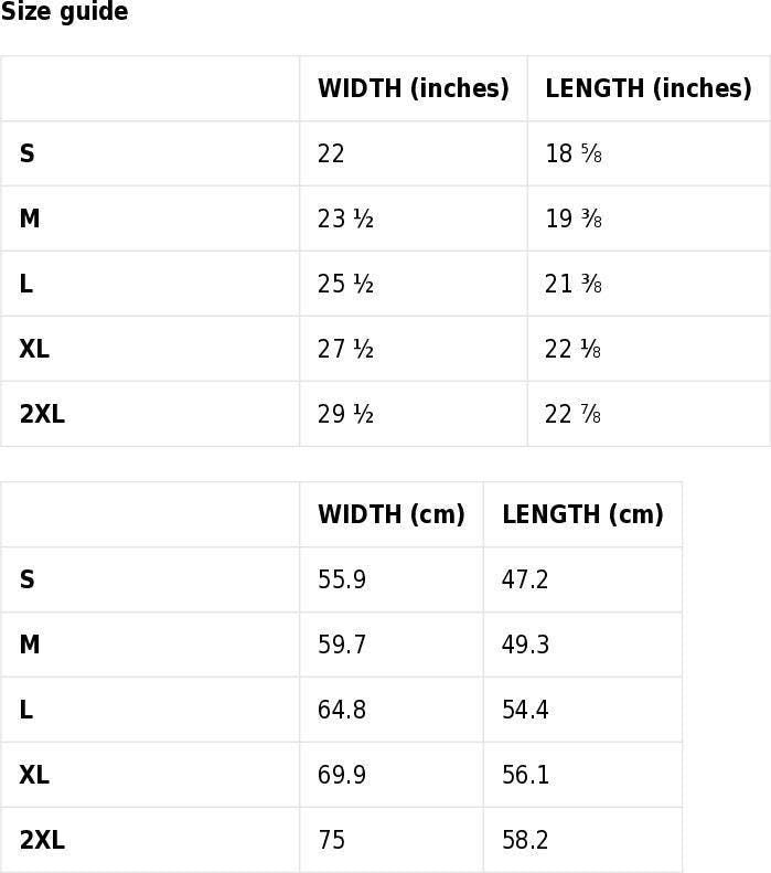 Cropped hoodie size chart