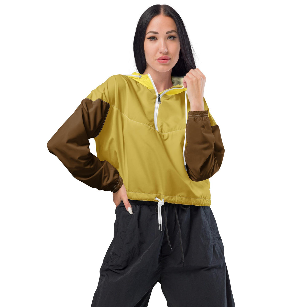 Women's cropped windbreaker with floral print