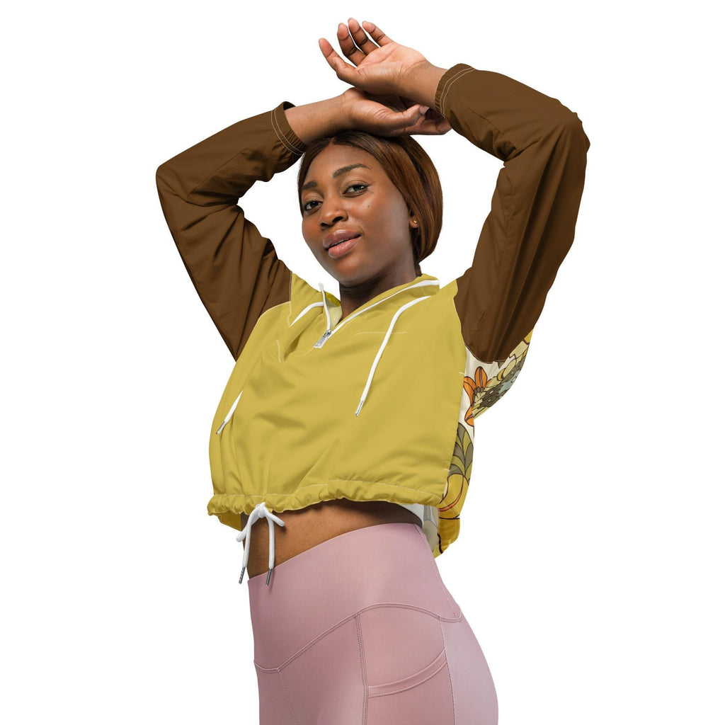 Women's cropped windbreaker with floral print