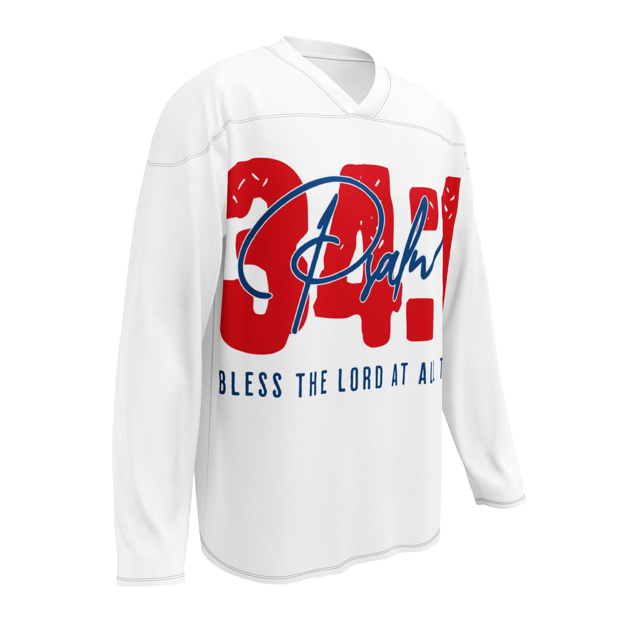 Psalm 34:1 Christian hockey jersey worn